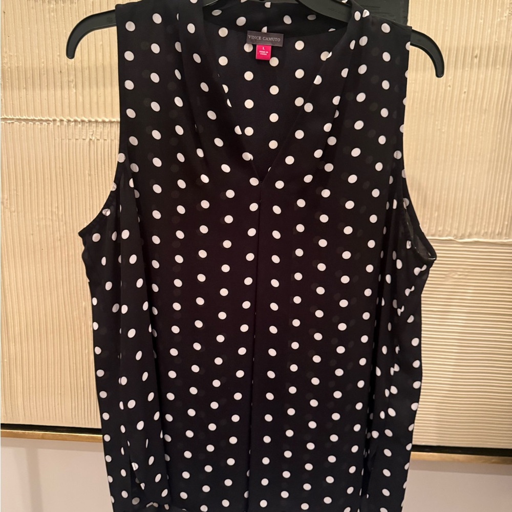 Vince Camuto Black and White Polka Dot Blouse